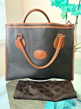 Vintage 1980s Gucci Micro GG Monogram Business Tote Bag
